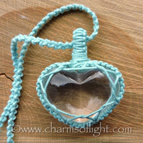 Clear Quartz Heart Macrame Necklace